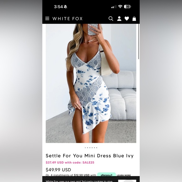 White Fox Settle For You Mini Dress Blue Ivory - Picture 6 of 6